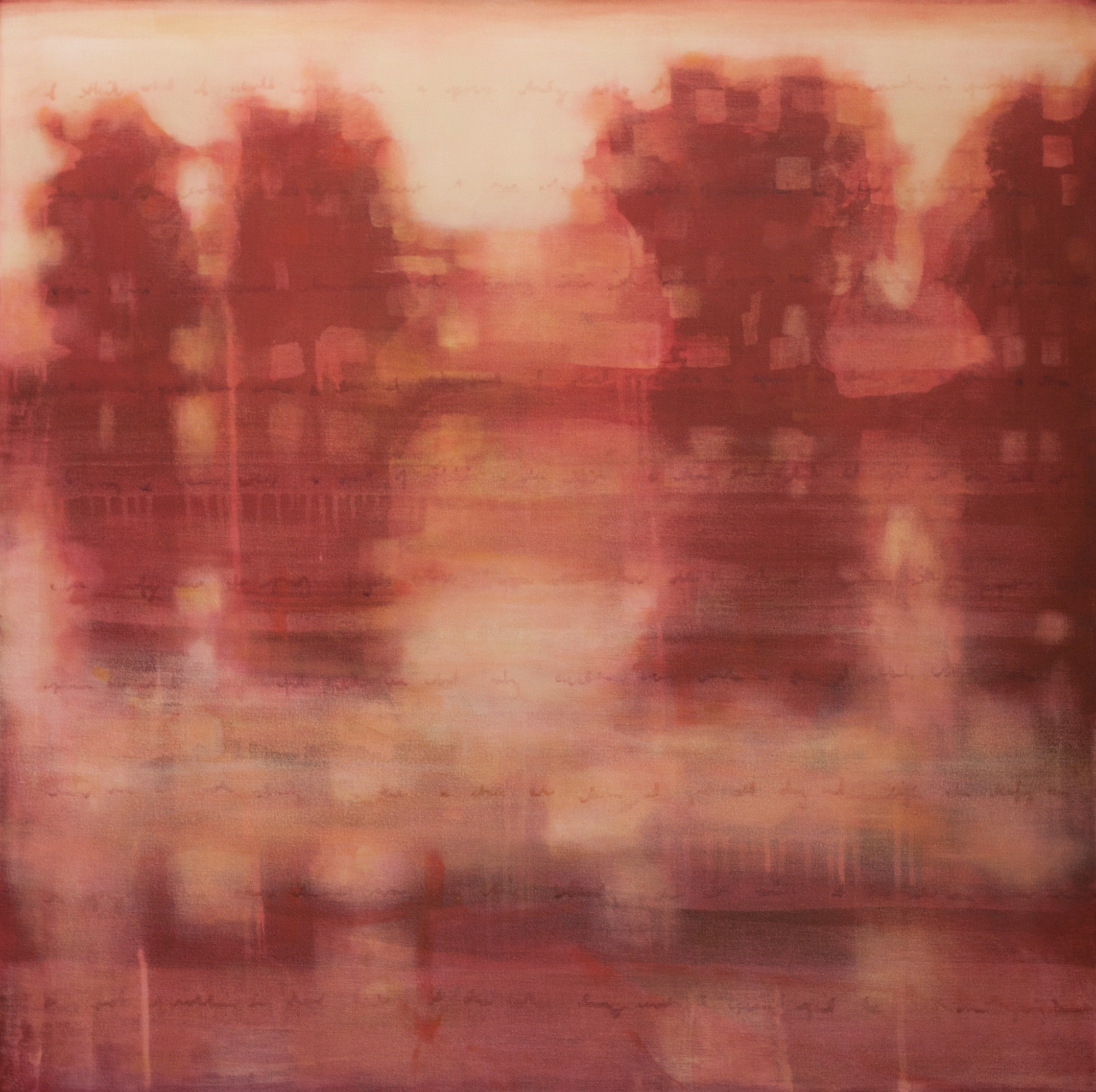 "Crimson Passage," Acrylic on canvas 36'' x 36'' 